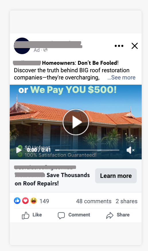 Real working roofing ad - We Pay You $500 video