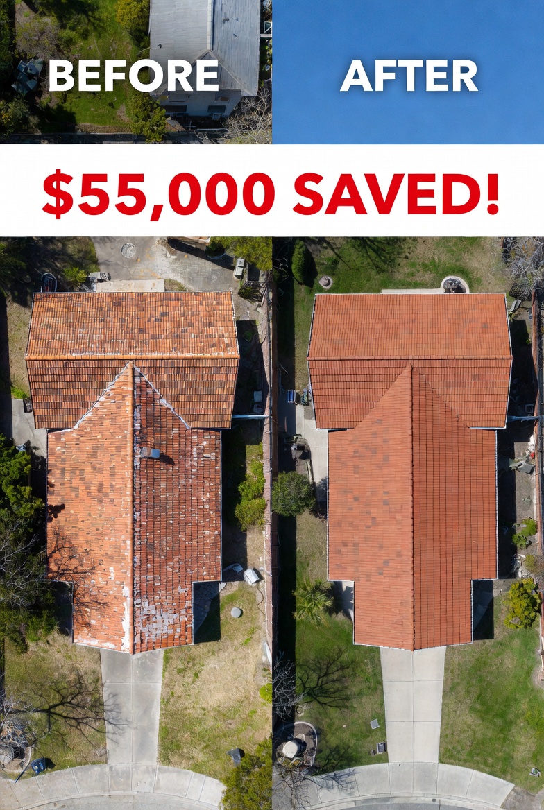 Before after $55,000 saved roofing ad creative