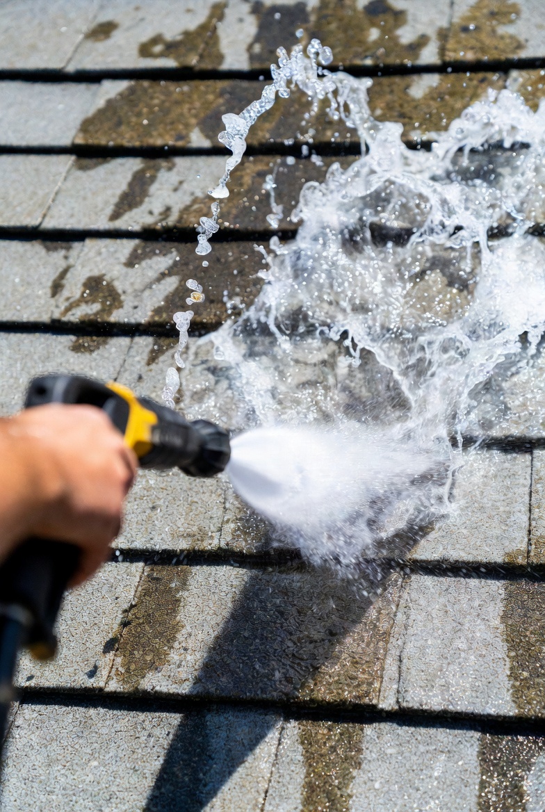 ASMR pressure washing roof cleaning ad creative